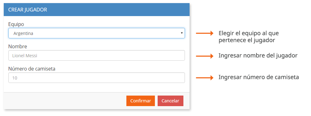 videotag - crear jugadores