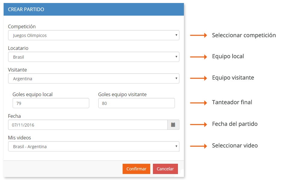 videotag crear partidos