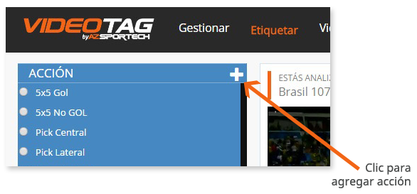 videotag - etiquetar - agregar accion