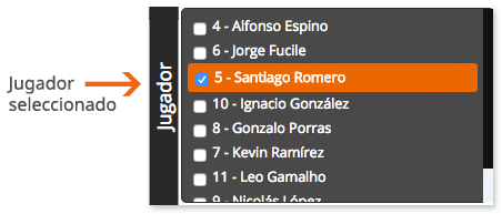 videotag - generador compactos - seleccionar jugador